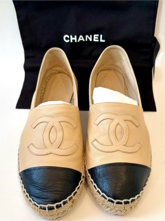 CHANEL Shoes - CHANEL Leather Espadrilles, Size 39